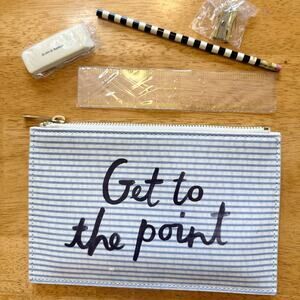 Kate Spade Get To The Point Striped Zipper Pencil Case